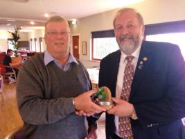 John Taddei (right)receiving the Country Sports Trophy from Craig Hutcheson.